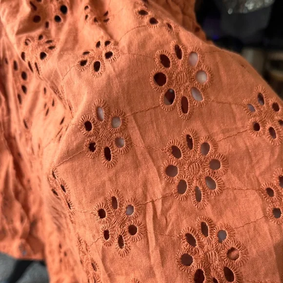 PrettyLittleThing Orange Eyelet Halter Romper - Picture 4 of 8